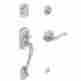 F60cam 043156196203 Schlage Camelot Satin Nickel Left-hand Handleset With Flair Interior Lever