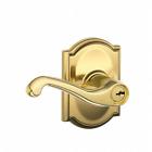 043156452545 Schlage Lock Camelot Collection Flair Keyed Entry Lever Bright Brass