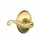 043156452552 Schlage Lock Wakefield Collection Flair Keyed Entry Lever Bright Brass