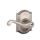 043156452644 Schlage Lock Camelot Collection Flair Keyed Entry Lever Satin Nickel