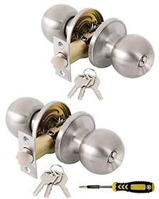 2 Pack Entry Door Knob With Lock And Keys Exterior Interior Handles