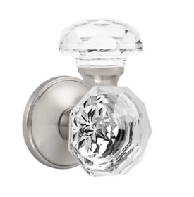 Dlc3snps 2 Pack Probrico Crystal Interior Passage Door Knobs Lock In Satin Nickel