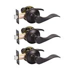 3 Pack Oil Rubbed Bronze Passage Lever Door Handle Set H
