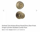 472638 Kwik Set Antique Brass Entry Knob And Single Cylinder Deadbolt