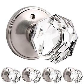 5 Pack Crystal Clear Glass Door Knobs In Diamond Shape Privacy Function