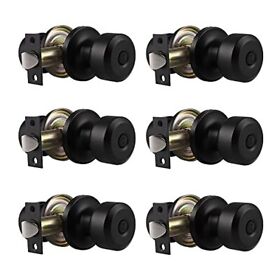 6 Pack Matte Black Privacy Locks Keyless Interior Bed Bath Door Knobs Cylindr
