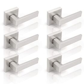 6 Satin Nickel Dummy Levers For Interior Doors Square Rosette Straight Door