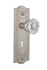 701824 Nostalgic Warehouse Meadows Plate Glass Knob Mortise Satin Nickel