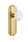 640696 702167 Nostalgic Warehouse Polished Brass Deco Plate White Porcelain 640697021676