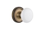 702219 Nostalgic Warehouse Classic Rosette With White Porcelain Door Knob Passage
