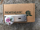 708050 Nostalgic Warehouse Privacy Door Knobs Satin Nickel Plates Floral