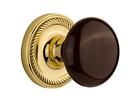 640690 710472 Nostalgic Warehouse Rope Rosette With Brown Porcelain Knob 640697104720