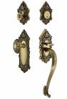 719437 Nostalgic Warehouse Victorian Grip Plate Knob Entry Set Antique Brass
