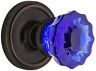 724102 Nostalgic Warehouse Rosette Privacy Crystal Cobalt Glass Door Knob