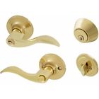 8106005 Honeywell Wave Lever Combo Door Lock Polished Brass 814113018360