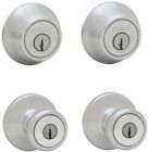 81852 Door Knobs Set Satin Chrome Exterior Keyed Entry 691171781852