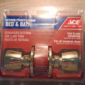 098-l Ace Privacy Bed And Bath Door Knob Set Polished Gold Round Reversible Zd