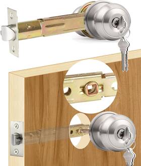 Aceplanet 726084035263 5 Inch Backset Entry Door Latch With Standard Keyed Knobset 19/64 7.6mm Square I