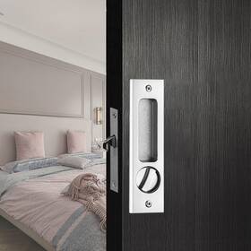 Adla5sil160 Acxdjnye 6.3ft Privacy Pocket Door Lock Hardware With Double Barn Silver