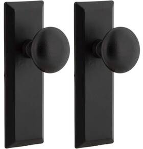 657307 Ageless Iron 2 Keep Plate Passage Entry Knobs Black 2.375 Inch Backset