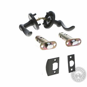 658648 Ageless Iron Loch Rosette Tine Lever Passage Backset Black Open Box