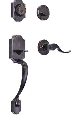 2024120 Amazon Basic Front Door Handle And Deadbolt Set Rubbed Oil Bronze Lock Knob