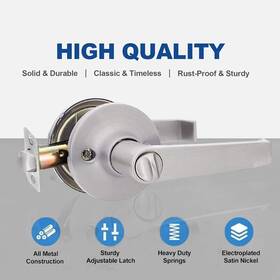 Amazonbasics 841511121347 Amazon Basics Exterior Door Lever With Lock Hook Satin Nickel