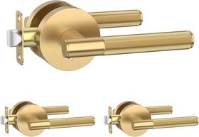 Am0021 Amerdeco 3-pack Privacy Door Handles Champagne Bronze Interior Knurled Lever New