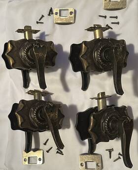 9068-13 Amerock Antique Doorknob Levers Passage Set Of 4 Vintage 1960s