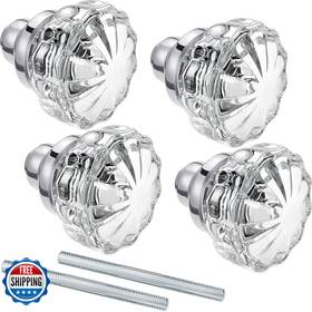 Amylove B0bqr9r548 2 Set Glass Door Knobs Mortise Style Fluted Crystal Antique