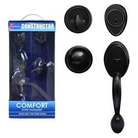 L78833orb Ancient Treasures Rustic Oil Rubbed Bronze Sandcast Style Entry Handleset With Mushroom Interior