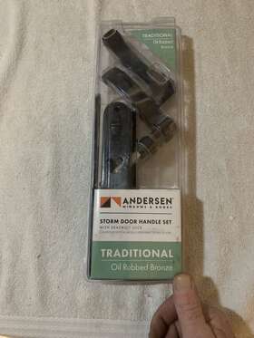 Andersen 034778928938 Anderson Traditional Oil Rubbed Bronze Storm Door Handle Set With Deadbolt Lock