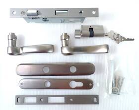 3822 Andersen Emco Traditional Storm Door Nickel Handle Set With Lock/keys/instructions