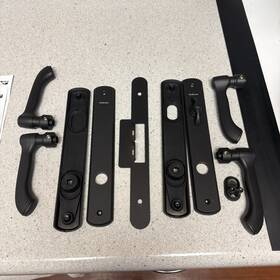 750-9007553 Andersen Albany Black Double Door Trim Set Active/passive French Hardware