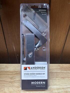 92889 Andersen Modern Venetian Bronze Storm Door Handle Set With Deadbolt Lock New