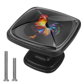 7pz96l38zp8ykve3dxqmdwge Anna Cowper 4 Pack Cabinet Knobs Black Drawer Colorful Rooster Decorative Square K
