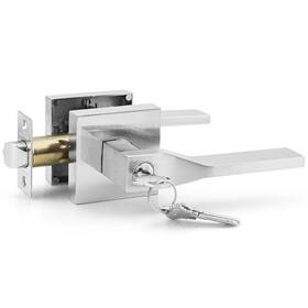 Annfuz 762716374195 Square Entry Lever Door Lock Keys Reversible Front Office Room Satin Nickel