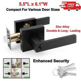 A1888 Annfuz Reversible Matte Black Door Handle With Lock And Keys For Front Bedroom Doors
