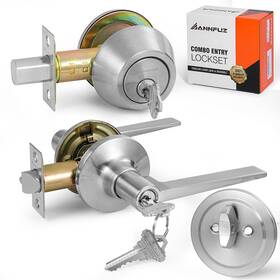 Ss1999 Annfuz Keyed Alike Front/exterior Door Lever With Single Cylinder Deadbolt Combo Loc