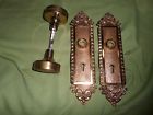 R3058 Antique Plate Face 2430 Hole Door Knob Brass Key Victorian R3058 Antique Plate Face 2430 Hole Door Knob Brass Key Victorian