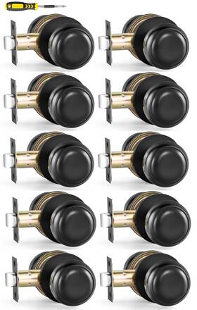 A609-bk-10pa Aoutdrr 10 Pack Matte Black Passage Door Knob For Hall And Closet Knobs I