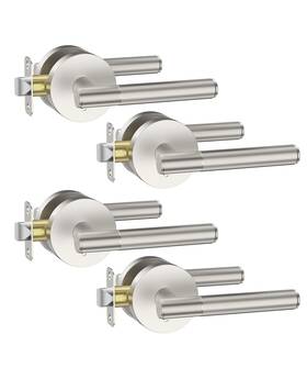 B0dg8gq727 Asidrama 4 Pack Privacy Brushed Satin Nickel Door Handles Levers For Bed/bath