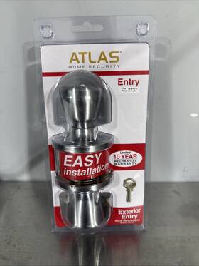 2737 Atlas Home Security Entry Exterior Door Knob/lock/key Set Satin Chrome New