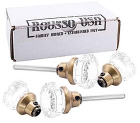 19ab2x B008mdaazc Four Knobs 2 Pair Fluted Glass With Set Screws And Spindles Antique Brass