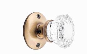 1919b-8219b-ab B00kxeupe4 Fluted Crystal Glass Door Knob Complete Set- Antique Brass 2-3/8 Passage