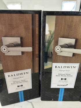353splsqr15cp6al Baldwin Spyglass Lever Satin Nickel Finish Bed Bath Door Handle