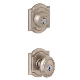 380arbcyk15cm Baldwin Prestige Carnaby Satin Nickel Exterior Entry Knob And Single Cylinder Deadbolt