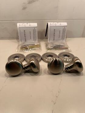 5015.056 Baldwin Estate 5015 Dummy Door Knob Set With 5048 Rose - Satin Nickel