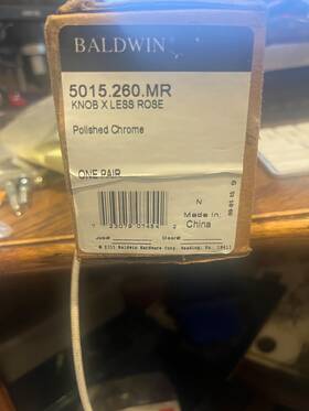 5015.260.mr Baldwin Knob X Less Rose Polished Chrome One Pair