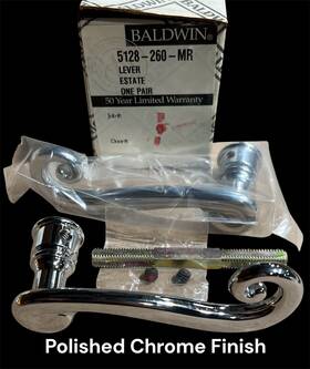 5128-260-mr Baldwin Estate Privacy Door Lever Handle Pair Polished Chrome New